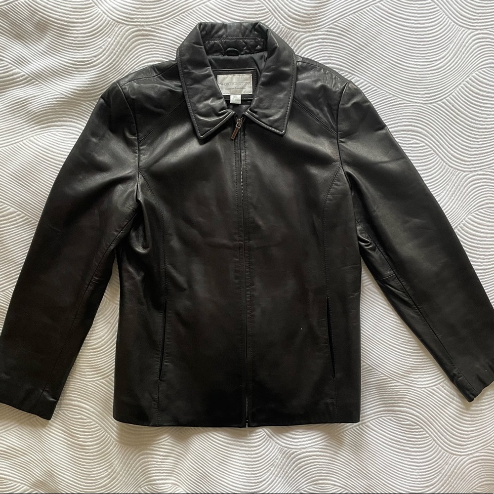 Worthington Black Leather Jacket - Picture 2 of 12